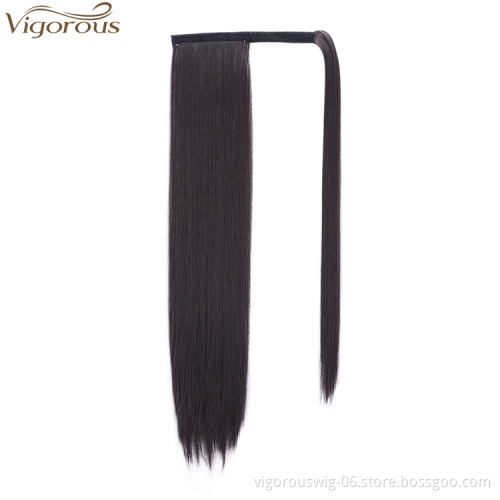 Vigorous Ponytail Extension Long Straight Wrap Around Clip in Hair Extension 22 inch Synthetic Hairpiece for Women